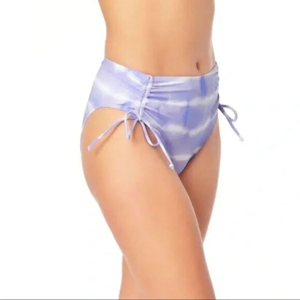 California Waves Juniors Tie-Dyed High-Waist Swim Bottoms Purple Large NWT